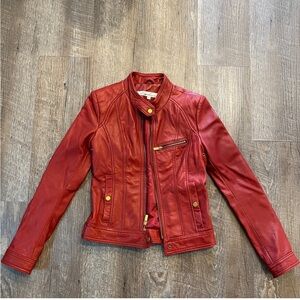 Vintage Kenneth Cole Red Leather Moto Jacket Size XS